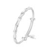 Transmisión en Vivo de Douyin Pulsera de Bambú Plateado de Cobre Blanco Paz Bambú Pulsera de Empuje y Tirón Sólida para Estudiantes como Regalo para tu Novia