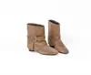 Em Estoque~5cm Aumento Oculto de Altura~Botas Baggy Retrô Outono e Inverno para Mulheres com Fivela de Cinto, Botas Curtas de Camurça, Botas de Moda Estilo Western