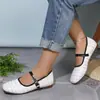 Comercio Electrónico Transfronterizo 2026 Primavera/Otoño Nuevos Zapatos de Cuero Mary Jane Retro Suela Plana Hebilla Única Zapatos para Mujer Zapatos Individuales de Boca Baja Texturizados