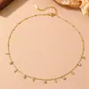 Szs0001 Colar com Pingente de Metal Transfronteiriço Estilo Europeu e Americano Corrente de Clavícula Banhada a Ouro Cravejada com Diamantes para Mulheres