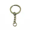 Chaveiro de Metal com Corrente em Estoque Argola Plana com Corrente Chaveiro Ouro Rosé Acessórios de Pingente DIY Pingente de Presente