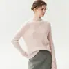 Nueva colección de otoño e invierno: suéter de cachemira para mujer con cuello medio alto, presenta un puño de punto calado de media altura y un diseño de punto calado, perfecto como capa base