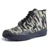 Zapatos de Alta Caña Liberación Venta al por Mayor Camuflaje Alta Caña Protección Laboral Obra de Construcción Zapatos de Goma Amarillos Lona Transpirable Antideslizantes Resistentes al Desgaste Entrenamiento Militar