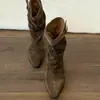 2026 Botines Nuevos Estilo Coreano Hebilla Retro Tacón Alto Punta Cuadrada Sin Cordones Botas de Tacón Apilado Botas de Media Caña con Tacón Fino para el Viaje Diario de Mujer