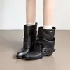 Diseño único, botines western de cowboy plisados, colección otoño 2026, para mujer, con tacón grueso, punta fina, estilo de bota para montar, estilo boot-cut