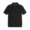 MFY221 Camiseta de Manga Corta Desestructurada de Nicho Calle Americana de Alto Nivel con Diseño de Cuello Solapa Camisa de Punto Micro Holgada para Hombre