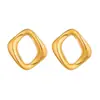 Pendientes Minimalistas Cuadrados Huecos Geométricos, Acero Inoxidable Chapado en Oro de 18 Quilates, Pendientes de Gama Alta que Conservan el Color