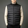 Colete Acolchoado Masculino Outono Inverno Leve Gola Alta Dupla Face Sem Mangas Algodão Colete Jaqueta