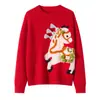 Suéter de Punto de Cachemira Edición Limitada Año del Caballo Otoño/Invierno 2026, Suéter de Cuello Redondo para Mujer con Decoración de Caballo, Parte Superior Cálida