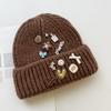 Gorro de lana de diseño dulce para niños, otoño e invierno, con cabeza grande, pequeño, resistente al frío, para cubrir las orejas.