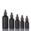 Botella de vidrio esmerilado negro de 30 ml para aceites esenciales, esencia cosmética, ligera, vacía, cuentagotas.