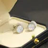 Pendientes de Cristal Imitación de Dos Colores con un Solo Diamante, Estilo Europeo y Americano, Simples y Versátiles, Clips para Orejas Elegantes Chapados en Oro Sin Perforación, Accesorios para Mujer