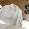Camisa Artística de Manga Larga para Niña Cuadros Solapa Elegante Camisa Estilo Otoño Top de Algodón para Niños Pantalones de Pierna Ancha Comercio Exterior