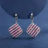 Brincos Elegantes Femininos Estilo Coreano Cor Tesouro Brincos Estilo Europeu e Americano com Tesouro Vermelho Pombo Sangue Tesouro Azul Brincos Quadrados
