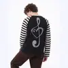 Camiseta de Manga Larga con Retazos Rayados Estilo Retro Americano para Hombres y Mujeres Otoño Tendencia Marca Holgada Top Versátil de Manga Raglán para Parejas