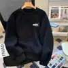 Sudadera con capucha de cuello redondo de peso pesado para hombre, estilo coreano perezoso retro holgada sin capucha, top con terciopelo interior, se puede imprimir logo, Otoño Invierno 2026