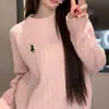Suéter Feminino 2026 Outono/Inverno Novo Estilo Suéter de Tricô Trançado Gola Redonda Suéter Feminino Pulôver Bordado Manga Longa Malha Top Roupa Feminina