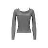 [En Stock] Camiseta de Punto Fino Irregular de Sirena para Mujer, Top Falso de Dos Piezas, Nuevo Estilo Primavera/Otoño