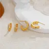 Aretes de Diamantes Apilados de Oro de 18 Quilates, Aretes Tipo Anillo Sencillos, Aretes Elegantes, Juego de Dos Piezas de Joyería Transfronteriza Europea y Americana