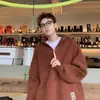 Suéter com Capuz Pulôver Versátil Cor Sólida Tendência Cool Casaco Inverno Marca Tendência Suéter Masculino