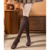 Calcetines Largos Transpirables Versátiles de Color Sólido, Amigables con la Piel, de Lana y Seda sin Costuras, Nuevos para Primavera y Verano