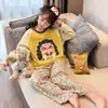 Conjunto de pijama de manga larga de imitación de algodón lindo para primavera y otoño, ropa para el hogar para padres e hijos, para niñas y niños de 15 años