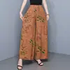 Pantalones nuevos de algodón y seda de talla grande para mujeres de mediana edad y mayores, hechos de rayón, pantalones casuales de pierna ancha cropped adecuados para que las madres los usen fuera