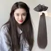 Peluca para Mujer con Cabello Largo y Liso, Estilo de Una Pieza para Mayor Volumen, Cabello Largo Esponjoso y de Aspecto Natural, Peluca de Tres Piezas, Extensiones de Cabello Sin Costuras