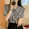 Camisa de Cuadros de Manga Larga para Mujer, Diseño Elegante, Nueva Versátil Retro Estilo Hong Kong Muñeca Francesa Cuello Superior Primavera y Otoño 2026