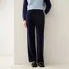 Pantalones de Cachemir Bai Cai Rong para Mujer Otoño Invierno Nuevos Pantalones de Pierna Ancha Color Sólido Pantalones Largos Adelgazantes Favorecedores Caída Suaves y Lisos Amigables con la Piel