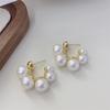Pendientes de aro con perla de la alta sociedad francesa chapados en oro auténtico y cobre para mujer, nuevos pendientes ligeros de lujo a la moda con temperamento, pendientes de aguja de plata 925