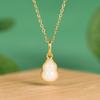 Original novo chinês imitação hetian jade jaspe incrustado calcedônia cabaça retro elegante simples moda clavícula corrente pingente