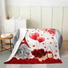Manta del Día de San Valentín Manta de Franela Amor Decoración del Hogar Amor Romántico Adecuada para Pareja Árbol de Amor Cálido Manta de Cama