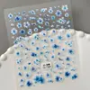 Pegatinas para Uñas de Flores Secas Realistas a Color Transfronterizas, Pegatinas para Uñas con Flor de Cerezo Azul Fresco 3D, Estilo Ca
