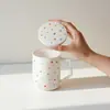 Taza de Té de Cerámica Pintada a Mano con Puntos de la Dinastía Tang y Song con Tapa, Filtro Interior para Separar el Té y el Agua, Taza de Uso Personal