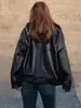 Para Exportación Transfronteriza Spot 2025 Otoño e Invierno Nuevo Estilo Americano Retro Ropa de Trabajo Chaqueta de Cuero para Mujer con Cuello de Piel