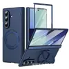 Adequado para Samsung Z Fold capa de celular dobrável com suporte giratório magnético, capa flip8 e protetor de tela, proteção total da dobradiça, resistente a quedas
