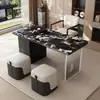 Mesa de Té Soporte de Té Juego Completo Tablero de Mesa de Piedra Microcristalina Oficina Hogar Sala de Estar Balcón Mesa de Té Combinación de Sillas Venta al por Mayor Personalización