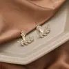 Nuevos pendientes de moda estilo coreano para niñas, pendientes de cristal de diamante, pendientes de hoja, pendientes colgantes de rama