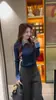 Nuevo top de punto de cuello alto con bloques de color para otoño e invierno, estilo coreano, elegante, ajustado y versátil suéter para mujer