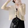 Cárdigan de Punto Protector Solar para Mujer, Estilo Delgado, Camisa para Aire Acondicionado para Verano, Ropa Exterior Fresca y Sedosa, Azul, Talla Única, Rosa