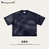 Camiseta de Malha Camada Manga Curta Verão Street Food Masculina Boxyfit Casual de Rua Europeu e Americano Gola Redonda Tendência Masculina