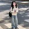 Conjunto de Ropa de Otoño para Niñas 2026 Nuevo Estilo Coreano para Niñas Mayores, Conjunto de Dos Piezas Casual de Sudadera y Pantalones Anchos de Mezclilla para Primavera y Otoño