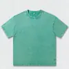 Camiseta de punto vintage de algodón pesado, estilo europeo y americano, teñida con cera lavada, manga corta holgada, para hombre y mujer, logo estampado personalizado bajo pedido