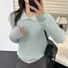 Cárdigan de punto juvenil estilo coreano con cuello de solapa para mujer, nueva colección de otoño, holgado, cómodo, casual, elegante, abrigo suéter de manga larga