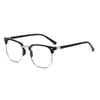 Nuevo Armazón de Ceja Retro de Medio Marco Anti-Luz Azul, Elegante para Caras Redondas, Efecto Adelgazante, Se Puede Personalizar con Graduación, Venta al por Mayor desde Fabricante, Gafas sin Graduación