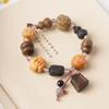 Pulsera Duobao Muzhu Calabaza Caqui Ruyi Satisfacer Ruyi Rosario de Cuentas de Buda Tallado Tridimensional Hecho a Mano Joyería Colgante