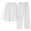 Yu Zhaolin Conjunto de Pijama para Hombre Sensación Desnuda Simple Calmante Relajante Lyocell Holgado Ropa de Casa Pijamas para Sueño Profundo