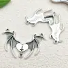 6 Colgantes Huecos de Ala de Murciélago y Cruz de Plata Antigua Vintage Accesorios de Joyería de Aleación para DIY