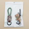 Chaveiro de Filhote de Couro Genuíno Feito à Mão Cordão Anti-Perda Pingente Chaveiro de Carro Bulldog Francês Chaveiro de Corda Trançada